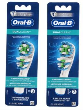 2X Oral-B Dualclean Replacement Brush Heads 3pk.